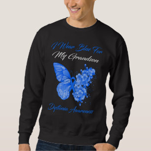 Butterfly I Wear Blue For My Grandson Dystonia Awa Sweatshirt