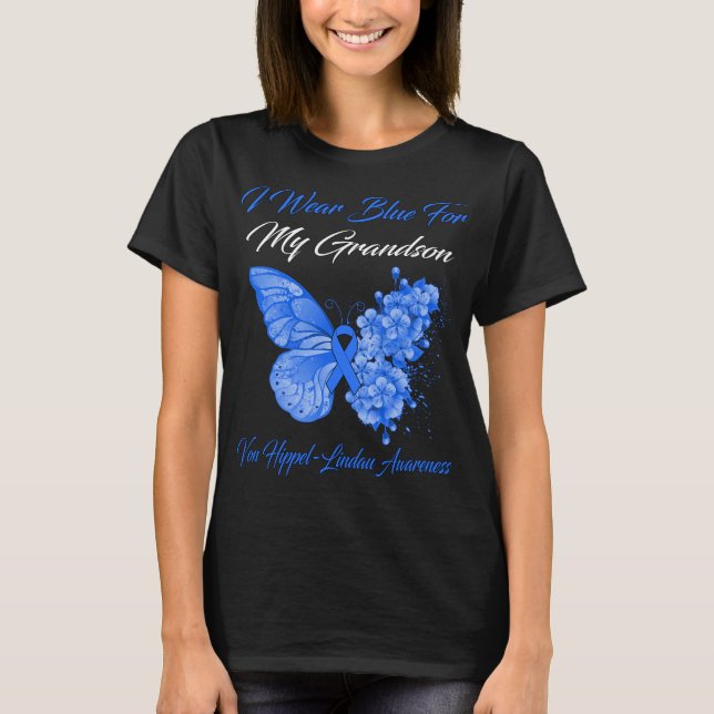 Butterfly I Wear Blue For My Grandson Von Hippel-L T-Shirt (Front)