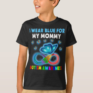 Butterfly I Wear Blue For My Mum Autism Awareness  T-Shirt