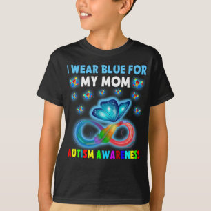Butterfly I Wear Blue For My Mum Autism Awareness T-Shirt