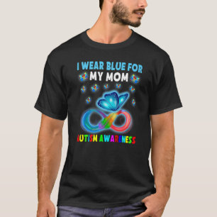 Butterfly I Wear Blue For My Mum Autism Awareness  T-Shirt