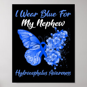 Butterfly I Wear Blue For My Nephew Hydrocephalus Poster