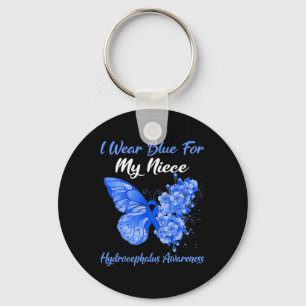 Butterfly I Wear Blue For My Niece Hydrocephalus W Key Ring