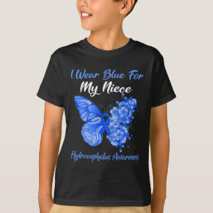 Butterfly I Wear Blue For My Niece Hydrocephalus W T-Shirt
