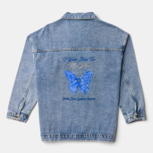 Butterfly I Wear Blue For My Sister Guillain Barre Denim Jacket