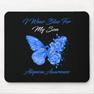 Butterfly I Wear Blue For My Son Alopecia Awarenes Mouse Pad