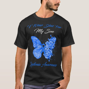 Butterfly I Wear Blue For My Son Dystonia Awarenes T-Shirt