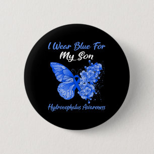 Butterfly I Wear Blue For My Son Hydrocephalus Awa 6 Cm Round Badge