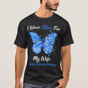 Butterfly I Wear Blue For My Wife Tuberous Scleros T-Shirt