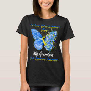 Butterfly I Wear Blue & Yellow For My Grandson  T-Shirt