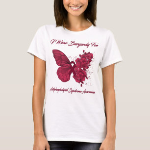 Butterfly I Wear Burgundy For Antiphospholipid T-Shirt