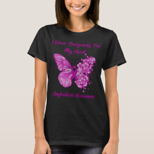 Butterfly I Wear Burgundy For My Aunt Amyloidosis T-Shirt
