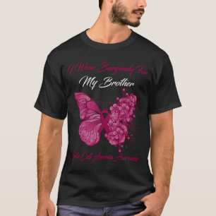 Butterfly I Wear Burgundy For My Brother Sickle Ce T-Shirt