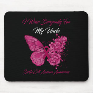 Butterfly I Wear Burgundy For My Uncle Sickle Cell Mouse Pad