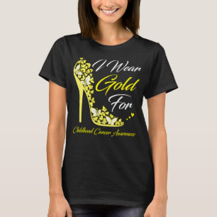 Butterfly I Wear Gold For Childhood Cancer Warrior T-Shirt