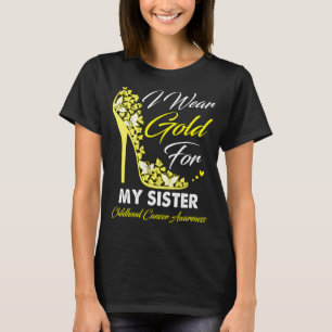 Butterfly I Wear Gold For My Sister Childhood  T-Shirt