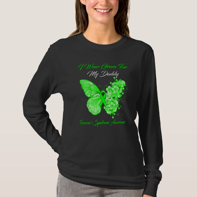 Butterfly I Wear Green For My Daddy Fanconi S Synd T-Shirt (Front)