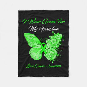 Butterfly I Wear Green For My Grandma Liver Cancer Fleece Blanket