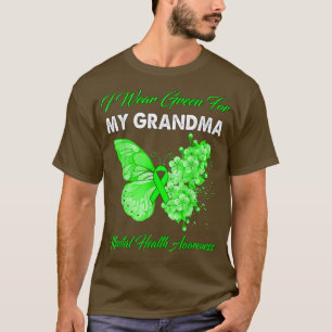Butterfly I Wear Green For My Grandma Mental Healt T-Shirt