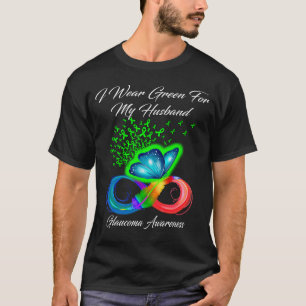 Butterfly I Wear Green For My Husband Glaucoma Awa T-Shirt