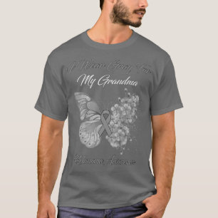 Butterfly I Wear Grey For My Grandma Melanoma Awar T-Shirt
