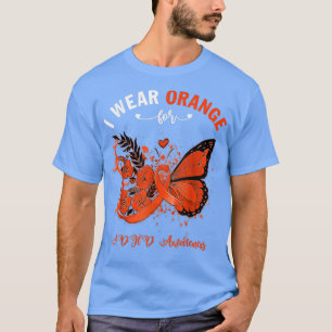 Butterfly I Wear Orange For ADHD Awareness  T-Shirt