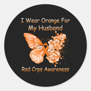 Butterfly I Wear Orange For My Husnd Rsd Crps Awar Classic Round Sticker