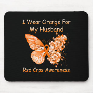 Butterfly I Wear Orange For My Husnd Rsd Crps Awar Mouse Pad