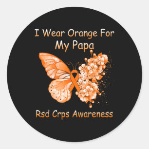 Butterfly I Wear Orange For My Papa RSD CRPS Aware Classic Round Sticker