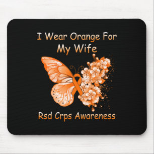 Butterfly I Wear Orange For My Wife Rsd Crps Aware Mouse Pad