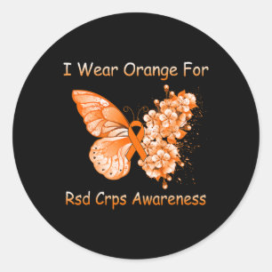 Butterfly I Wear Orange For Rsd Crps Awareness Classic Round Sticker