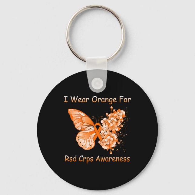 Butterfly I Wear Orange For RSD CRPS Awareness  Key Ring (Front)