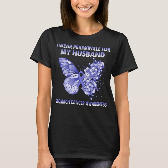 Butterfly I Wear Periwinkle For My Husband Stomach T-Shirt (Front)
