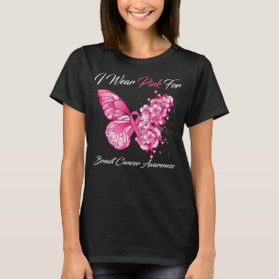 Butterfly I Wear Pink For Breast Cancer Awareness T-Shirt