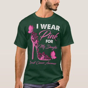 Butterfly I Wear Pink For My Daughter Breast Cance T-Shirt