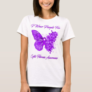 Butterfly I Wear Purple For Cystic Fibrosis  T-Shirt
