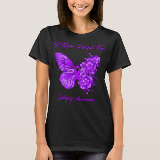 Butterfly I Wear Purple For Epilepsy Awareness T-Shirt