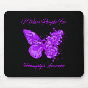 Butterfly I Wear Purple For Fibromyalgia Awareness Mouse Pad