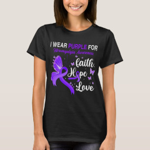 Butterfly I Wear Purple For FIBROMYALGIA AWARENESS T-Shirt