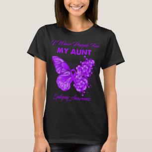 Butterfly I Wear Purple For My Aunt Epilepsy T-Shirt
