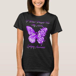 Butterfly I Wear Purple For My Aunt Epilepsy  T-Shirt