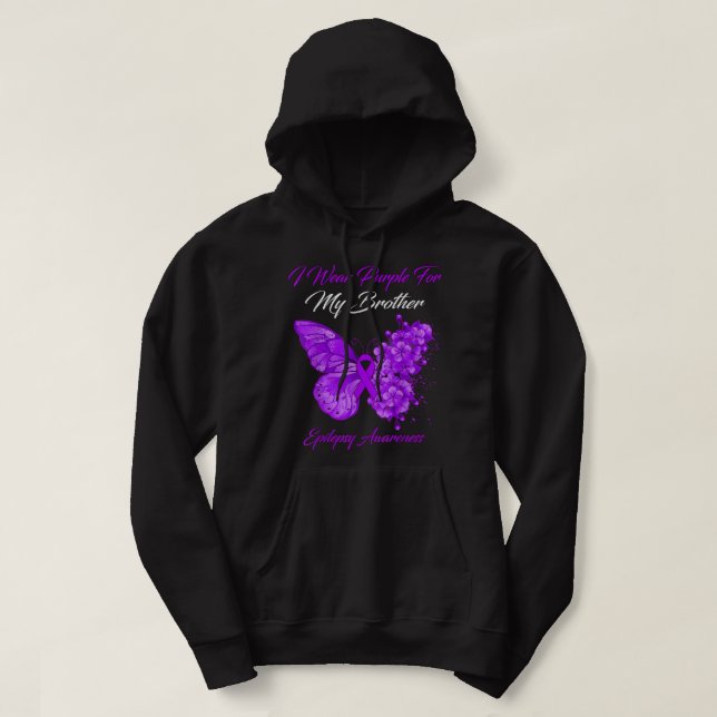 Butterfly I Wear Purple For My Brother Epilepsy Aw Hoodie (Design Front)