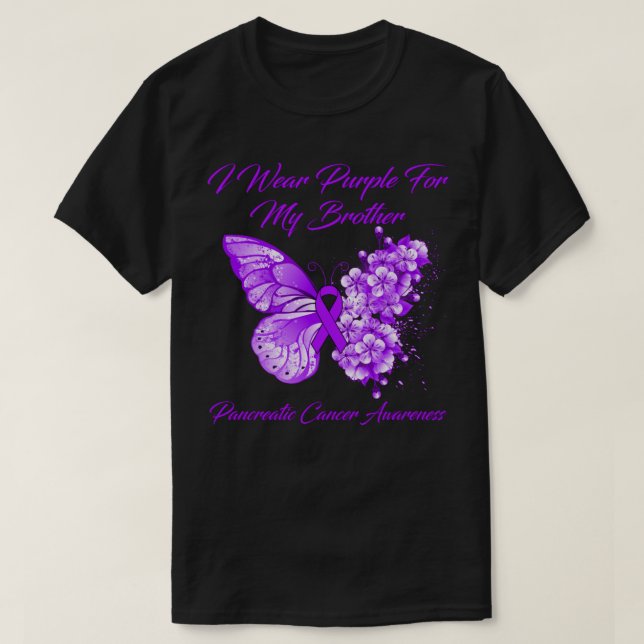 Butterfly I Wear Purple For My Brother Pancreatic  T-Shirt (Design Front)