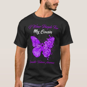 Butterfly I Wear Purple For My Cousin Domestic Vio T-Shirt