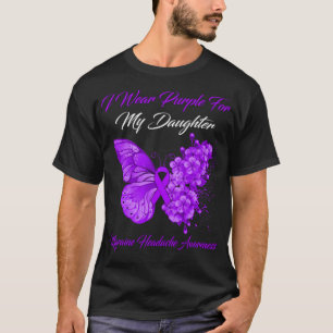 Butterfly I Wear Purple For My Daughter Migraine H T-Shirt