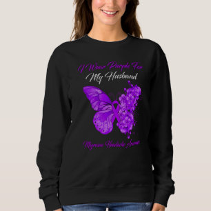 Butterfly I Wear Purple For My Husband Migraine He Sweatshirt