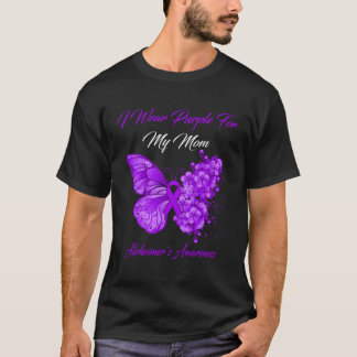 Butterfly I Wear Purple For My Mum Alzheimer'S Awa T-Shirt