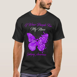 Butterfly I Wear Purple For My Niece Epilepsy Awar T-Shirt