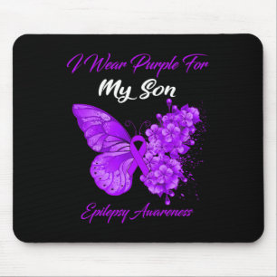 Butterfly I Wear Purple For My Son Epilepsy Awaren Mouse Pad