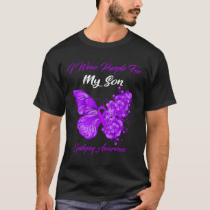 Butterfly I Wear Purple For My Son Epilepsy Awaren T-Shirt